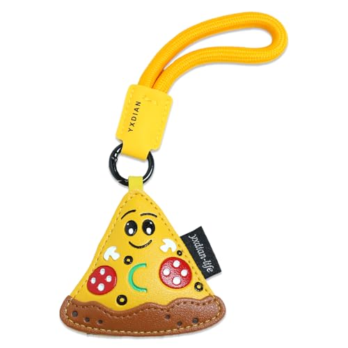 Gabrella Cute Pizza Keychain, Bag Charms for Handbags Purse Accessories, PU Leather Bag Charm, Women's Novelty Keychains, Pizza Key Chain