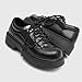 Men's Black Leather Oxford Shoes Chunky Heel Platform Lace Up Dress Casual Walking Shoes for Daily Outdoor Wear (Black,10)