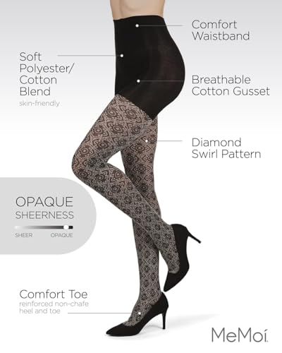 Image of MeMoi Diamond Pattern Swirl Cotton Blend Women's Sweater Tights