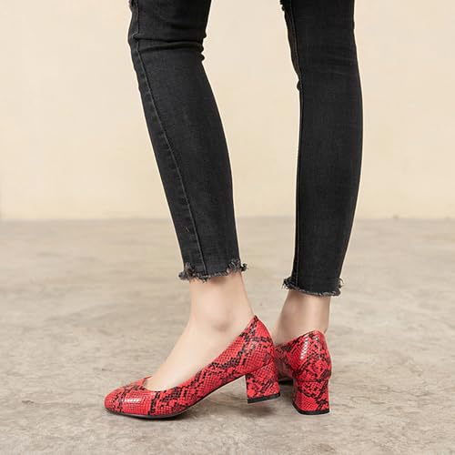 Fashion Mid Heel Pointed Toe Snakeskin Women Court Shoes4