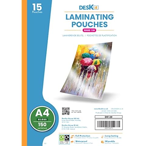 Deskit A4 Laminating Pouches, Gloss, 15 Sheets, 150 Microns- Small Pack Cover