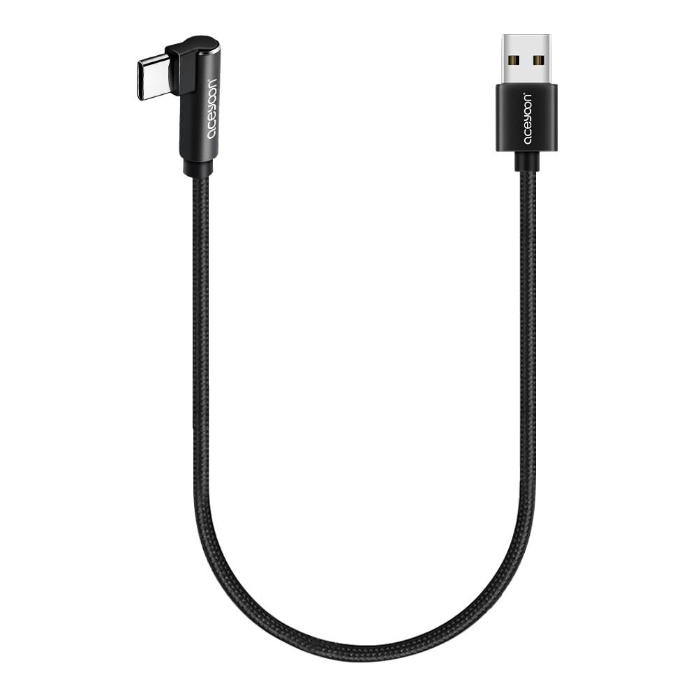 aceyoon USB C Kabel Kurz 50cm, 3A Schnellladekabel USB C Kabel 90 Grad Nylon Geflochtenes Datenkabel für iPhone 16 15 Plus Pro Max, für Galaxy S24 Ultra/S24+/S24/S23/S22, für Google, für Huawei