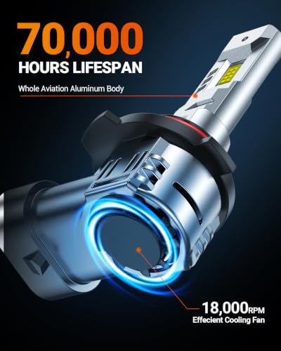 Image of SEALIGHT 9005 9006 Fog Bulbs, 110,000LM 1000% Brightness HB3 HB4 Light Bulbs, 6500K Cool White with 18000RPM Fan, Plug and Play ATV /UTV, 12-Year Extended Lifespan IP68 Waterproof, Pack of 4