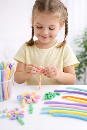 Image of TRAIS Pipe Cleaners Pastel for Crafts (100 PCS) | Soft Chenille Stems for DIY Art & Craft, Flexible Fuzzy Bendable Sticks for Kids Craft, School Projects & Decoration Supplies (Any 4-5 Colors)