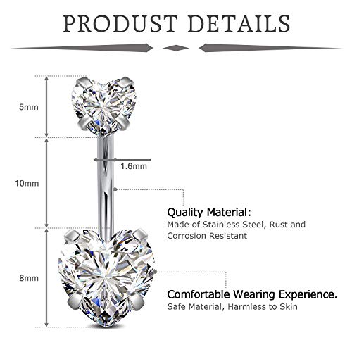 Longita Belly Ring - Surgical Steel & Gold Clicker, Hypoallergenic Navel Ring for Women2