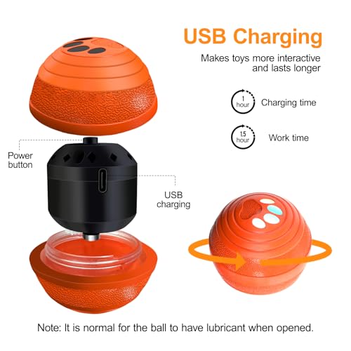 Songsier Interaktiver Hundeball Hundespielzeug Intelligenz mit Automatischer Rollfunktion der Hundeball ist aus Naturkautschuk mit LED Licht und Schnell Aufladbar