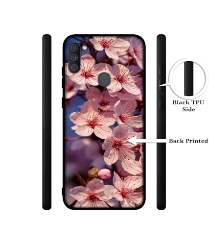 Image of Pink Flowers Pattern Design Premium 2D Printed Metal Back Case Cover for Samsung Galaxy A11 4G / M11 4G