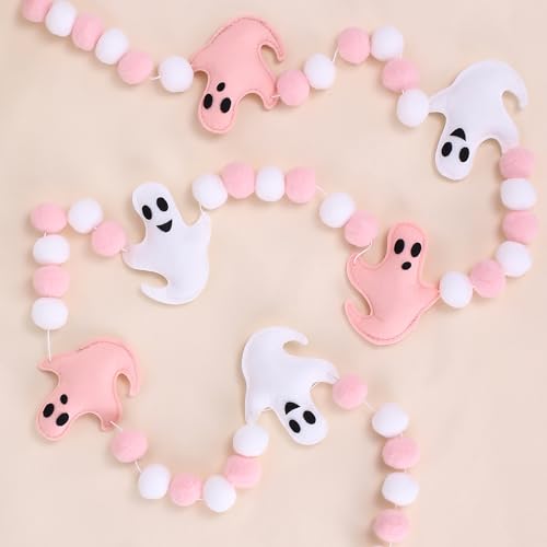 Pink Halloween Decor with Ghost Garland for Pink Halloween Decorations...