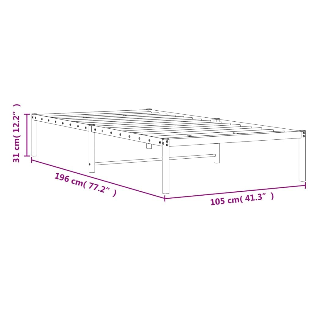 vidaXL Estructura de Cama, Somier de Listones con Almacenaje, Armazón Marco de Cama de Invitados, Mueble para Dormitorio, Metal Blanca 100x190 cm