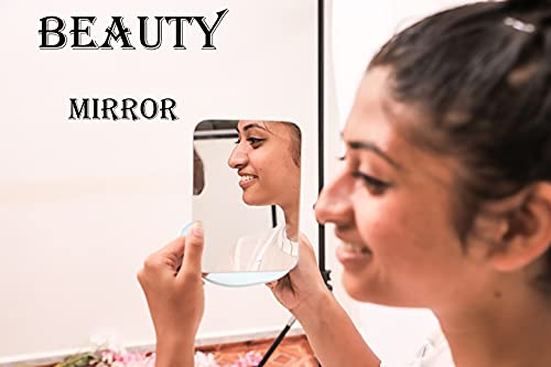 Image of Kriva Square Dish Beauty Mirror, Folding Portable Tabletop Saving & Makeup Desk Vanity Countertop Mirrors with Stand for Dressing,Parlor,Travel Best Wish for Gift Men Women(Multicolor-1Pcs)