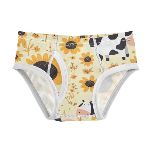KLL Black White Cow Print Sunflowers Toddler Boys' Soft Underwear Breathable Undies