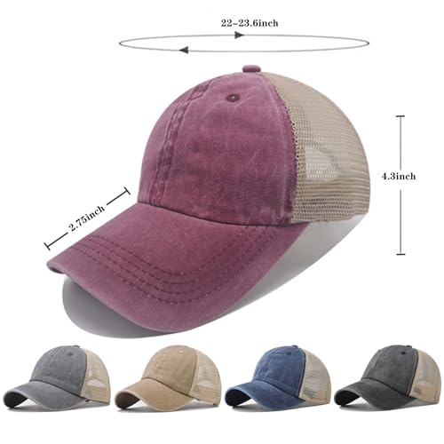 Image of 5 /6 Packs Vintage Washed Plain Baseball Cap Distressed Dad Golf Hat for Men Women