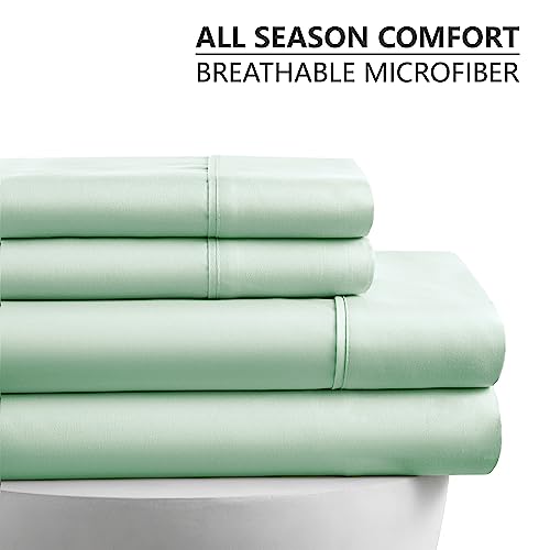 American Home Collection California King Sheet Set - Ultra Soft Microfiber 16-Inch Deep Pocket Bed Sheets - Breathable, Wrinkle and Fade Resistant, Easy Care - 4 Piece Set (Cal King, Mint Green)