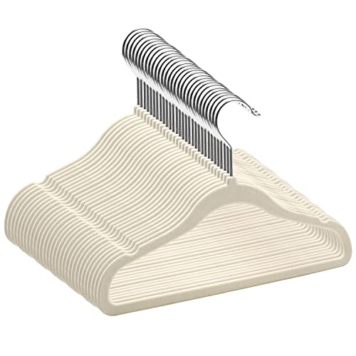 Image of GoodtoU Kids Velvet Hangers Baby Hangers for Closet 20 Pack Non Slip Childrens Infant Hanger Beige