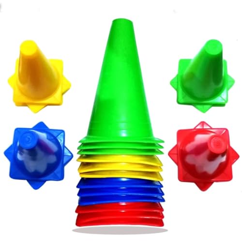 Sports Agility Training Space Soccer Ground Marker Cone, Multicolour, 6 inch, Pack of 50, for Football, Cricket, Track and Field