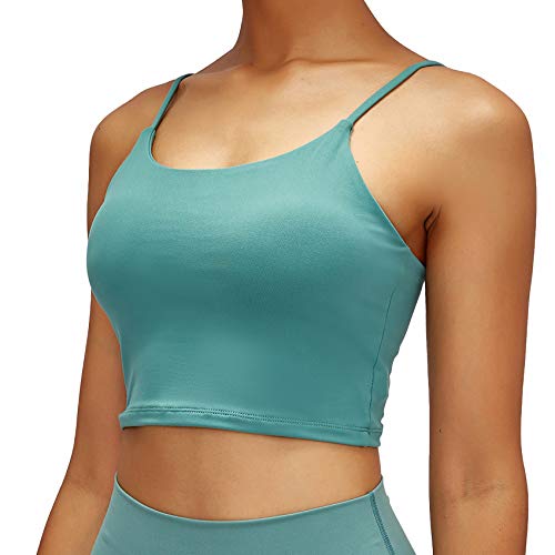 Lemedy Women Padded Sports Bra Fitness Workout Running Shirts Yoga Tank Top (S, Teal Green)