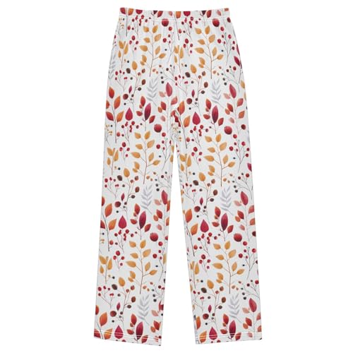 Pfrewn Pajama Pants Autumn Falling Maple Leaves (2) Lounge Pants Soft Pajama Bottoms with Pockets, S