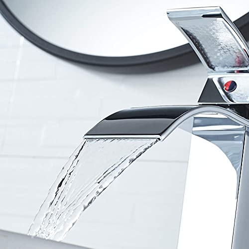 Voton Bathroom Vessel Faucet Chrome Tall Waterfall Single Handle One Hole Lavatory Sink Bowl Mixer Tap #TOP4
