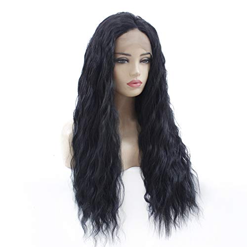 Perruque synthétique bouclée noir naturel avec cheveux de bébé - 2