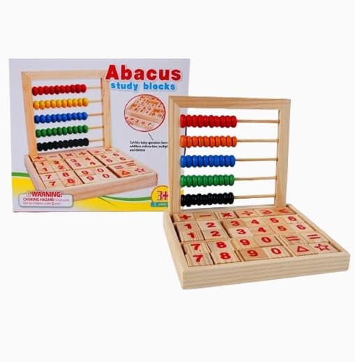 Image of LITTLEMIND Wooden Abacus Math Learning Toy for Kids 3+ Years | Counting Beads & Number Blocks | Montessori Educational Toy for Addition, Subtraction & Early Learning | STEM Preschool Toy
