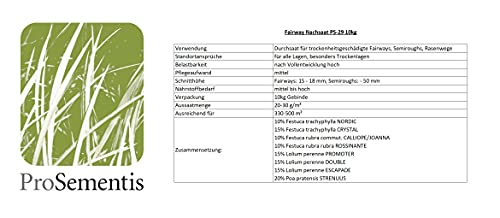 Foto von ProSementis Rasensamen Fairway Nachsaat PS-29 10kg I tiefschnittverträglich und schnellkeimend I Nachsaatrasen