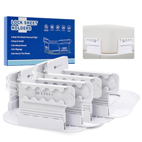 Kakveiai 4 Pièces Support de Drap-Housse, Attache Drap Housse, Pinces à Draps Antidérapantes, Maintien Parfait et Durable pour Tous Types de Draps et...