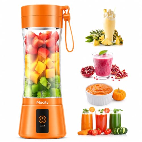 Image of Mecity USB Rechargeable Blenders for Smoothies and Juices, Juicer Mixer Grinder Mini Portable Juicer Blender, Portable Blender, Personal Size Mini Juice Mixer, Electric Fruit Juicer Machine