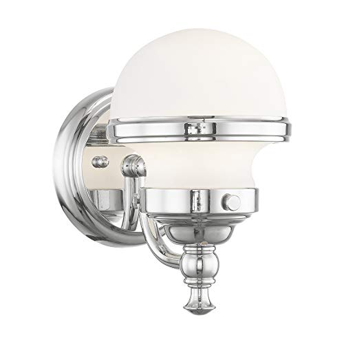 Image of Livex 5711-05 Transitional One Light Bath Vanity from Oldwick Collection Finish, Polished Chrome