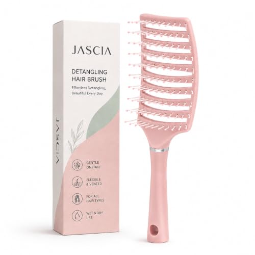 Image of Detangling Hair Brush for Women & Men, Portable Vented Paddle Hair Brush for Curly & Straight Hair, Rounded Tip Bristles, Lightweight Salon, Home & Daily Personal Grooming, Green, Pack of 1
