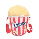 Popcorn Kostüm Damen Popcorn Tasche Umhängetasche,Popcornaccessoires Kinder Popcorntasche Schultertasche mit Reißverschluss,lustiges Accessoire vielseitig Partydekoration für Karneval,Halloween (A)