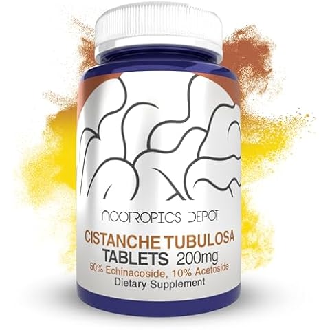 Nootropics Depot Cistanche tubulosa Tablets | 200mg | 60 Count | Minimum 50% Echinacoside + 10% Acetoside (Verbascoside) | Promotes Physical Strength and Energy | Promotes Vitality Cover