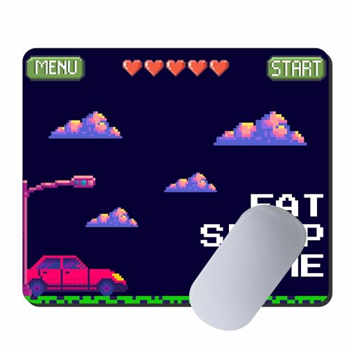 Image of Eat Sleep Game Mouse Pad - 9 x 7.5 inch Gaming Mousepad | Non-Slip Rubber Base | Smooth Precision Surface | Retro Pixel Art Desk Mat for Gamers, Office & Home Use