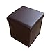 Produktbild HS-Lighting Sitzhocker Faltbarer Sitzwürfel mit Stauraum, Fußhocker Aufbewahrungsbox mit Deckel, gepolstert, aus Kunstleder, 38x38x38cm (Braun)
