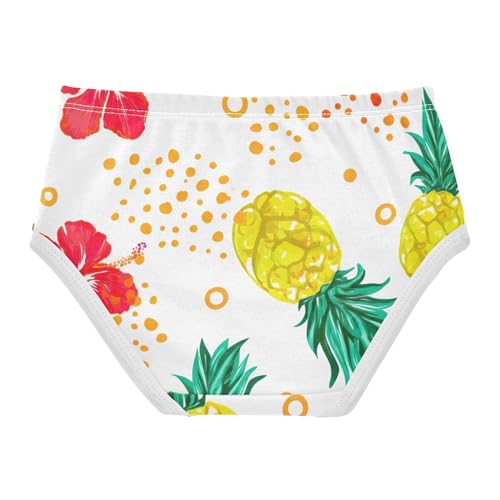 Pineapples Red Hibiscus Flowers Girl Panties Cute Toddlers Underwear Floral Cotton Cartoon Briefs Underpants 2t2