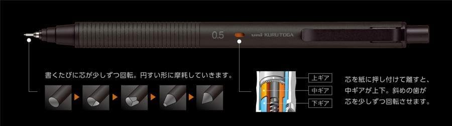 Image of KURUTOGA Mitsubishi Pencil Mechanical Pencil Metal 0.5mm Silent Blue M5KH1P.10 With Original Stylus Ballpoint Touch Pen