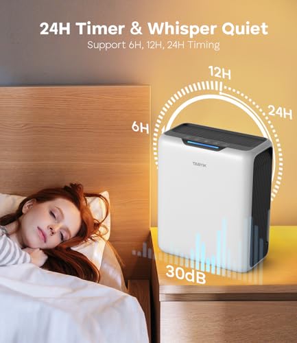 Image of TABYIK Dehumidifiers for Home, 101oz Dehumidifier & 2pack Reusable Dehumidifying Boxes - Auto Shut Off Auto Defrost Quiet Dehumidifiers for Bathroom Room Wardrobe Closet Trailer RV | Pump Drain Hose, Auto Humidity Control, Large Dehumidifier for Home, RV, Bathroom & Bedroom