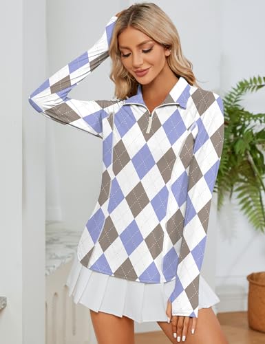 Image of LOMON Women Long Sleeve Shirts Sun Protection 1 /4 Zip Summer Quick Dry Hiking Shirts Quarter Zip Pullover for Women