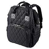 ハクバ 【Amazon.co.jp限定】HAKUBA マザーズバッグ MOTHERLY BAG GAMAGUCHI AMZMTHG がま口タイプで中身が見やすい 14リットル トートバッグ、おむつ替えシート、メッシュポーチ付きの4点セット ママバッグ リュック バックパック 大容量 保温機能 撥水生地採用 ベビーカー用ストラップ付 ブラック