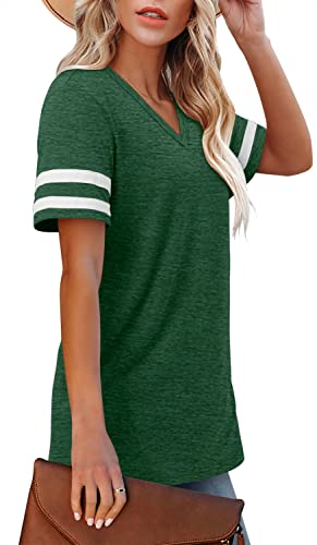 Angerella Womens T Shirts Short Sleeve Summer Tops V Neck Casual Shirts Loose Fit Baseball Tees Green M #TOP1