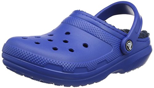 メンズ レディース クラシック裏地付き | ファジースリッパ クロッグ, Blue Jean/Navy, 14 Women/12 Men