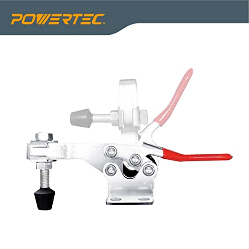 Image of POWERTEC Toggle Clamp Set for T track, 500 lbs Holding Capacity, 225D Quick Release lever clamp w /Mounting Plate for Woodworking Jigs and Fixtures, CNC Machine, Drill Press, Table Saw Sled (71819)