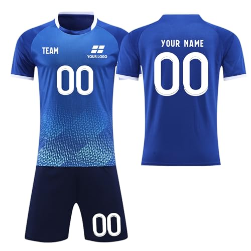 Camiseta de fútbol personalizada para hombre con número, traje de entrenamiento para niños y niñas, 1-azul, 32