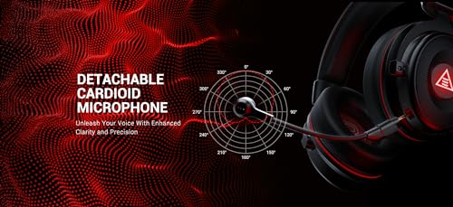 Image of EKSA E900 Pro Gaming Wired Over Ear Headphones with Virtual 7.1 Surround Sound, Noise Cancelling with Mic & Led, Compatible with PC, PS4, PS5, Xbox One (RED and Black)