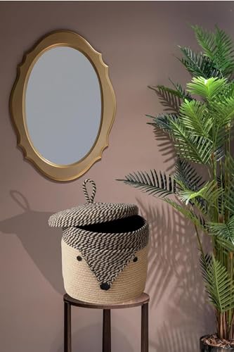 Image of Jute Basket For Storage Cotton Rope Toys Basket With Lid Handwoven Natural Foldable Laundry Hamper for Home, Office, Living Room Size 10x10 inch (FOX-BASKET)