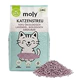 MOLY Ökologischer Katzenstreu aus Mais und Bambus, Lavendelduft, 2,8 kg/6,8 l, ökologischer Sand, Typ Tofu, natürliche Geruchsbekämpfung, biologisch abbaubar und saugfähig