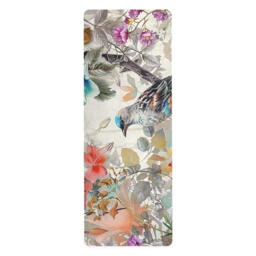 PaChyLuu Watercolor Bird Floral Yoga Mat with Bag Included, Non