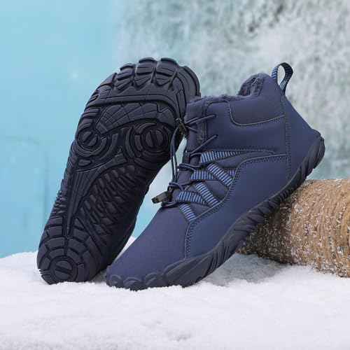 Men's & Women's Winter Barefoot Hiking Boots, Zero Drop, Waterproof, Wide Toe Box, Slip-On, Lightweight Fur Lining, Ankle Booties, Ideal for Hiking, Walking, Trail Running, Snow Adventures, Unisex2