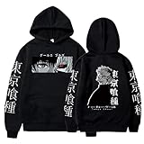 Symish Anime Hoodies Unisex Ken Kaneki Hooded Sweatshirt 3D Print Pullover Sportswear Sweatshirt Tops Necklace,Black/XL