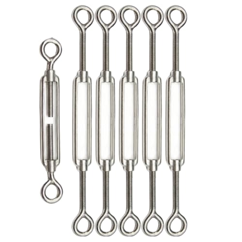 6 unidades de tensor de tensión heavy duty de acero inoxidable 304 ajustable tipo O a O para cables y velas de sombra miniatura 1