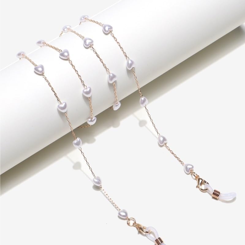 Heart Shaped Pearl Gold Eyeglass Chain Sunglasses Rope Pendant Eyewear Accessories
